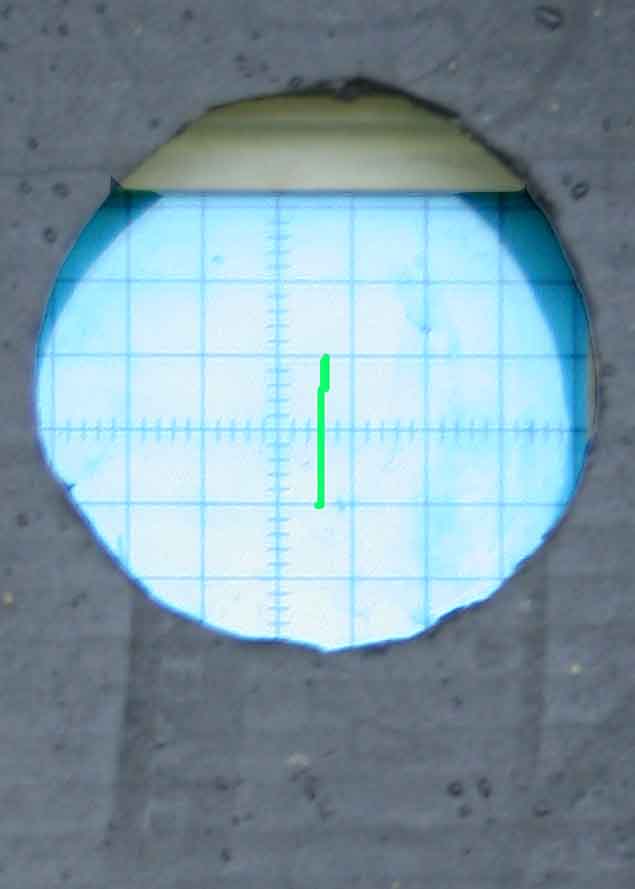 Oscilloscope Image by Brian G8GMU green  vertical trace drawn for clarity